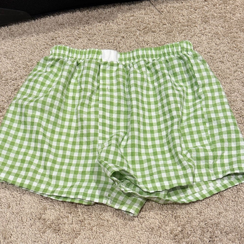 Green Gingham Women's Shorts